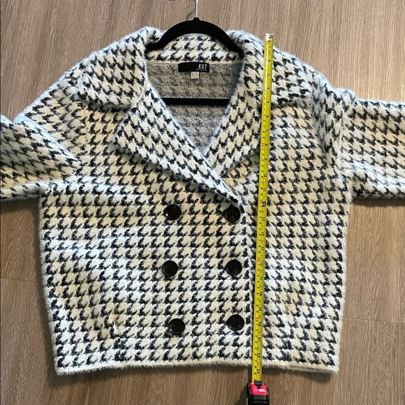 Kut From The Kloth Aaliyah Double Breasted Houndstooth Jacket‎ Large Stretch - Picture 12 of 13
